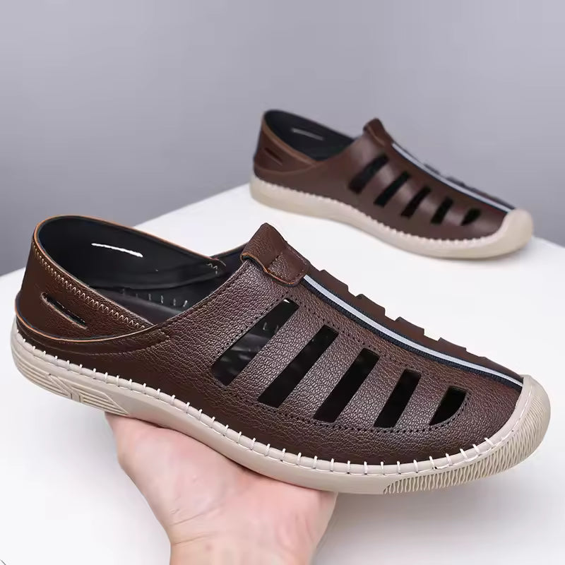 SANDALES EN CUIR SOUPLE MARRON