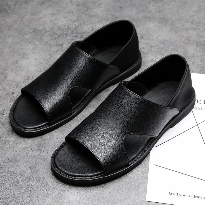 SANDALES EN CUIR NOIR 2026-MG